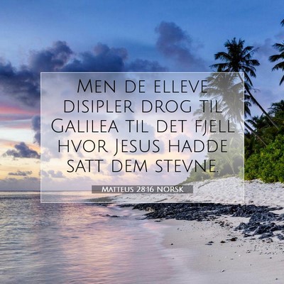 Picture 07 - Matteus 28:16 NORSK - Men de elleve disipler drog til Galilea til det - Bible Verse Picture