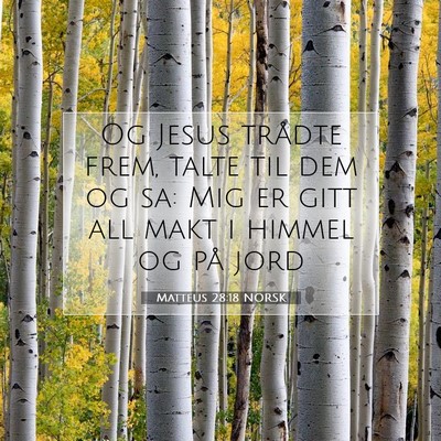 Picture 07 - Matteus 28:18 NORSK - Og Jesus trådte frem, talte til dem og sa: Mig - Bible Verse Picture