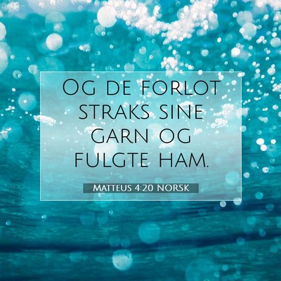 Picture 07 - Matteus 4:20 NORSK - Og de forlot straks sine garn og fulgte - Bible Verse Picture