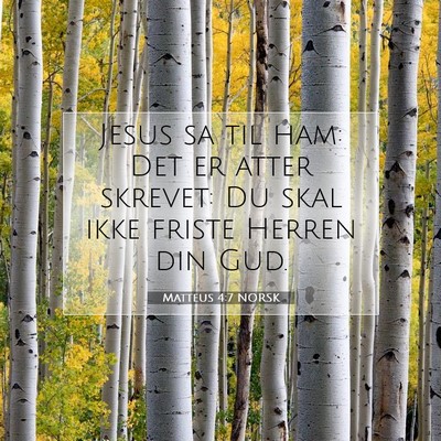 Picture 07 - Matteus 4:7 NORSK - Jesus sa til ham: Det er atter skrevet: Du skal - Bible Verse Picture
