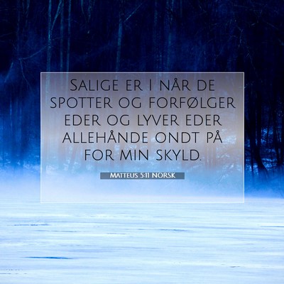 Picture 07 - Matteus 5:11 NORSK - Salige er I når de spotter og forfølger eder og - Bible Verse Picture