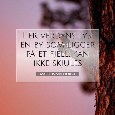 Picture 07 - Matteus 5:14 NORSK - I er verdens lys; en by som ligger på et fjell, - Bible Verse Picture