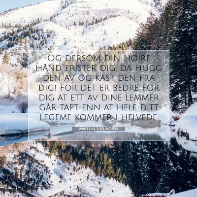 Picture 07 - Matteus 5:30 NORSK - Og dersom din høire hånd frister dig, da hugg - Bible Verse Picture