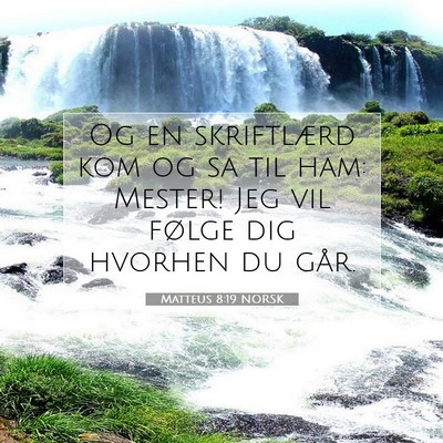 Picture 07 - Matteus 8:19 NORSK - Og en skriftlærd kom og sa til ham: Mester! Jeg - Bible Verse Picture