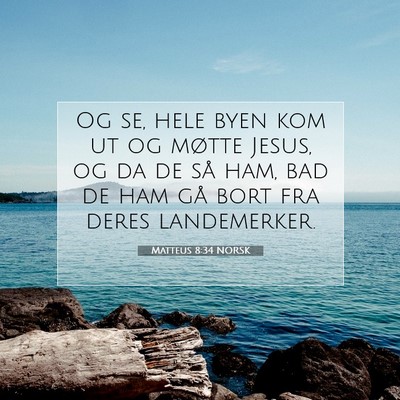 Picture 07 - Matteus 8:34 NORSK - Og se, hele byen kom ut og møtte Jesus, og da de - Bible Verse Picture