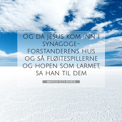 Picture 07 - Matteus 9:23 NORSK - Og da Jesus kom inn i synagoge-forstanderens hus - Bible Verse Picture