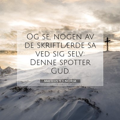 Picture 07 - Matteus 9:3 NORSK - Og se, nogen av de skriftlærde sa ved sig selv: - Bible Verse Picture