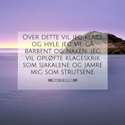 Picture 07 - Mika 1:8 NORSK - Over dette vil jeg klage og hyle, jeg vil gå - Bible Verse Picture