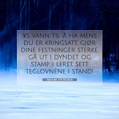 Picture 07 - Nahum 3:14 NORSK - ¥s vann til å ha mens du er kringsatt, gjør - Bible Verse Picture
