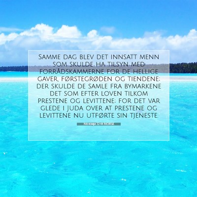 Picture 07 - Nehemja 12:44 NORSK - Samme dag blev det innsatt menn som skulde ha - Bible Verse Picture
