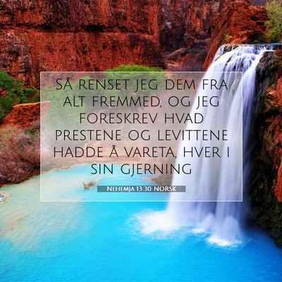 Picture 07 - Nehemja 13:30 NORSK - Så renset jeg dem fra alt fremmed, og jeg - Bible Verse Picture