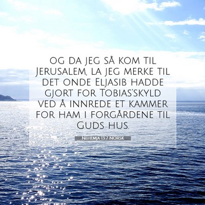Picture 07 - Nehemja 13:7 NORSK - og da jeg så kom til Jerusalem, la jeg merke til - Bible Verse Picture