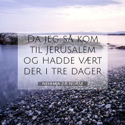 Picture 07 - Nehemja 2:11 NORSK - Da jeg så kom til Jerusalem og hadde vært der i - Bible Verse Picture