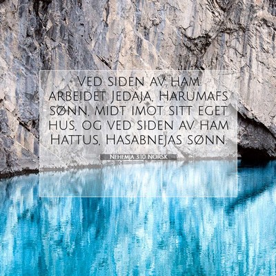 Picture 07 - Nehemja 3:10 NORSK - Ved siden av ham arbeidet Jedaja, Harumafs sønn, - Bible Verse Picture