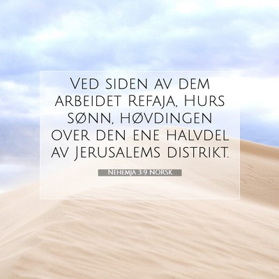 Picture 07 - Nehemja 3:9 NORSK - Ved siden av dem arbeidet Refaja, Hurs sønn, - Bible Verse Picture