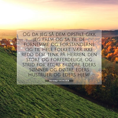 Picture 07 - Nehemja 4:14 NORSK - Og da jeg så dem opstilt, gikk jeg frem og sa - Bible Verse Picture