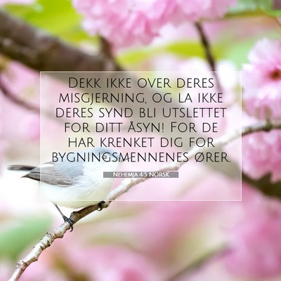 Picture 07 - Nehemja 4:5 NORSK - Dekk ikke over deres misgjerning, og la ikke - Bible Verse Picture