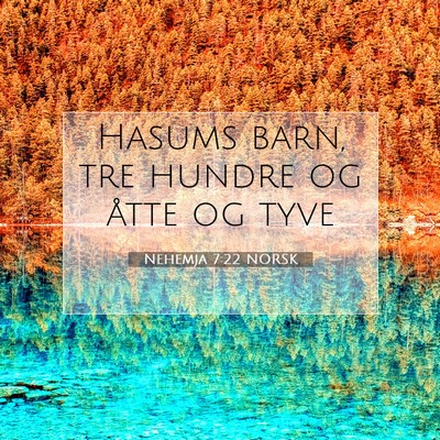 Picture 07 - Nehemja 7:22 NORSK - Hasums barn, tre hundre og åtte og - Bible Verse Picture
