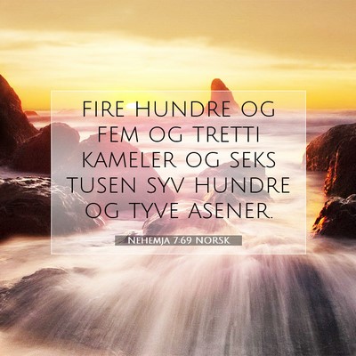 Picture 07 - Nehemja 7:69 NORSK - fire hundre og fem og tretti kameler og seks - Bible Verse Picture