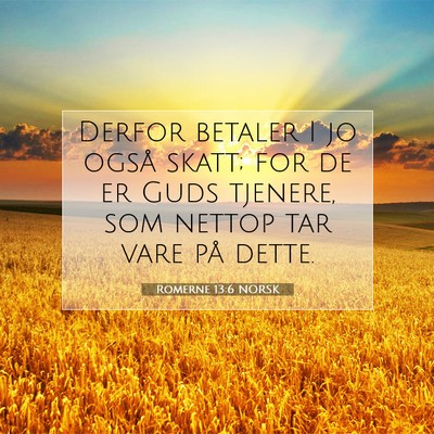 Picture 07 - Romerne 13:6 NORSK - Derfor betaler I jo også skatt; for de er Guds - Bible Verse Picture