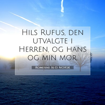 Picture 07 - Romerne 16:13 NORSK - Hils Rufus, den utvalgte i Herren, og hans og min - Bible Verse Picture