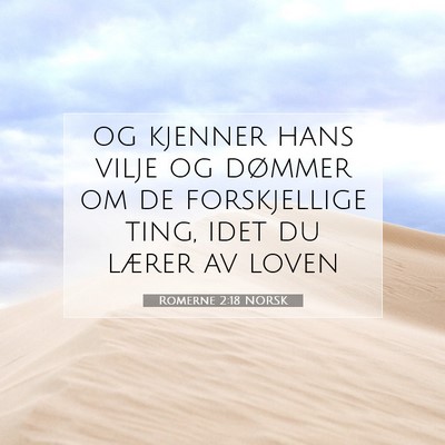 Picture 07 - Romerne 2:18 NORSK - og kjenner hans vilje og dømmer om de - Bible Verse Picture