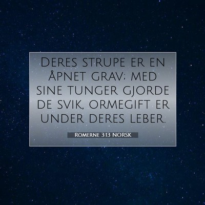 Picture 07 - Romerne 3:13 NORSK - Deres strupe er en åpnet grav; med sine tunger - Bible Verse Picture