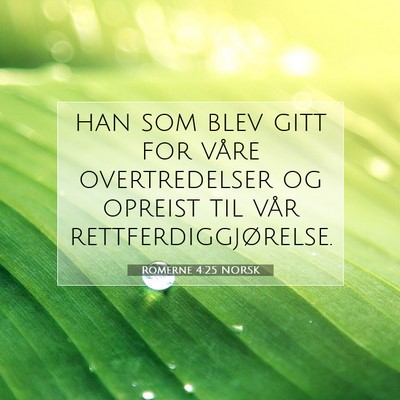Picture 07 - Romerne 4:25 NORSK - han som blev gitt for våre overtredelser og - Bible Verse Picture