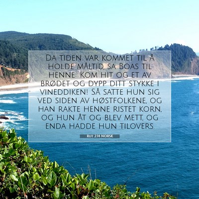 Picture 07 - Rut 2:14 NORSK - Da tiden var kommet til å holde måltid, sa Boas - Bible Verse Picture