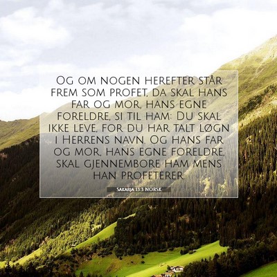 Picture 07 - Sakarja 13:3 NORSK - Og om nogen herefter står frem som profet, da - Bible Verse Picture