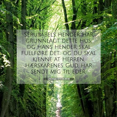 Picture 07 - Sakarja 4:9 NORSK - Serubabels hender har grunnlagt dette hus, og - Bible Verse Picture