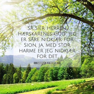 Picture 07 - Sakarja 8:2 NORSK - Så sier Herren, hærskarenes Gud: Jeg er såre - Bible Verse Picture