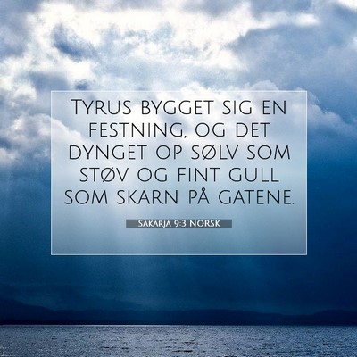 Picture 07 - Sakarja 9:3 NORSK - Tyrus bygget sig en festning, og det dynget op - Bible Verse Picture