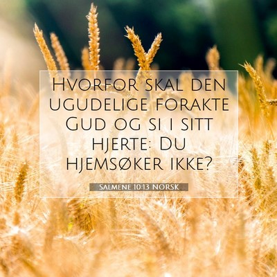 Picture 07 - Salmene 10:13 NORSK - Hvorfor skal den ugudelige forakte Gud og si i - Bible Verse Picture