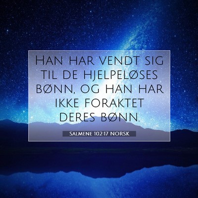 Picture 07 - Salmene 102:17 NORSK - Han har vendt sig til de hjelpeløses bønn, og - Bible Verse Picture