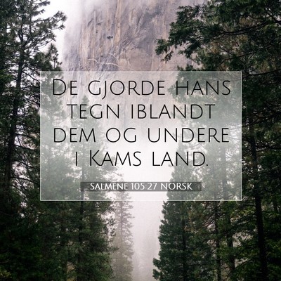 Picture 07 - Salmene 105:27 NORSK - De gjorde hans tegn iblandt dem og undere i Kams - Bible Verse Picture