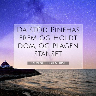 Picture 07 - Salmene 106:30 NORSK - Da stod Pinehas frem og holdt dom, og plagen - Bible Verse Picture