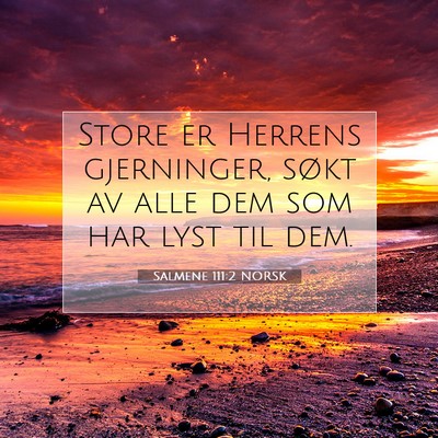 Picture 07 - Salmene 111:2 NORSK - Store er Herrens gjerninger, søkt av alle dem - Bible Verse Picture