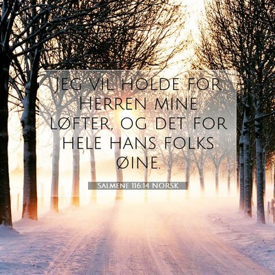 Picture 07 - Salmene 116:14 NORSK - Jeg vil holde for Herren mine løfter, og det for - Bible Verse Picture