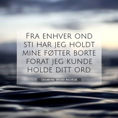 Picture 07 - Salmene 119:101 NORSK - Fra enhver ond sti har jeg holdt mine føtter - Bible Verse Picture