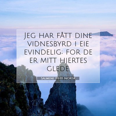 Picture 07 - Salmene 119:111 NORSK - Jeg har fått dine vidnesbyrd i eie evindelig; - Bible Verse Picture