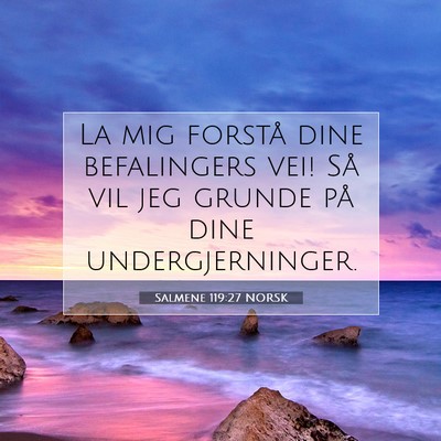 Picture 07 - Salmene 119:27 NORSK - La mig forstå dine befalingers vei! Så vil jeg - Bible Verse Picture