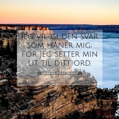 Picture 07 - Salmene 119:42 NORSK - Jeg vil gi den svar som håner mig; for jeg - Bible Verse Picture