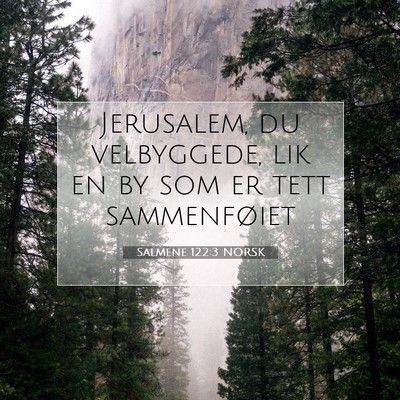 Picture 07 - Salmene 122:3 NORSK - Jerusalem, du velbyggede, lik en by som er tett - Bible Verse Picture