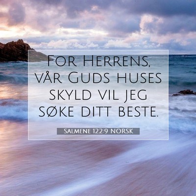 Picture 07 - Salmene 122:9 NORSK - For Herrens, vår Guds huses skyld vil jeg søke - Bible Verse Picture