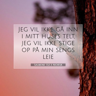 Picture 07 - Salmene 132:3 NORSK - Jeg vil ikke gå inn i mitt huses telt, jeg vil - Bible Verse Picture