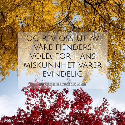Picture 07 - Salmene 136:24 NORSK - og rev oss ut av våre fienders vold, for hans - Bible Verse Picture