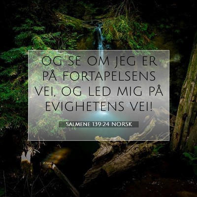 Picture 07 - Salmene 139:24 NORSK - og se om jeg er på fortapelsens vei, og led mig - Bible Verse Picture