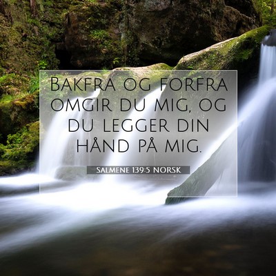 Picture 07 - Salmene 139:5 NORSK - Bakfra og forfra omgir du mig, og du legger din - Bible Verse Picture