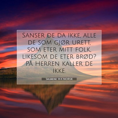 Picture 07 - Salmene 14:4 NORSK - Sanser de da ikke, alle de som gjør urett, som - Bible Verse Picture